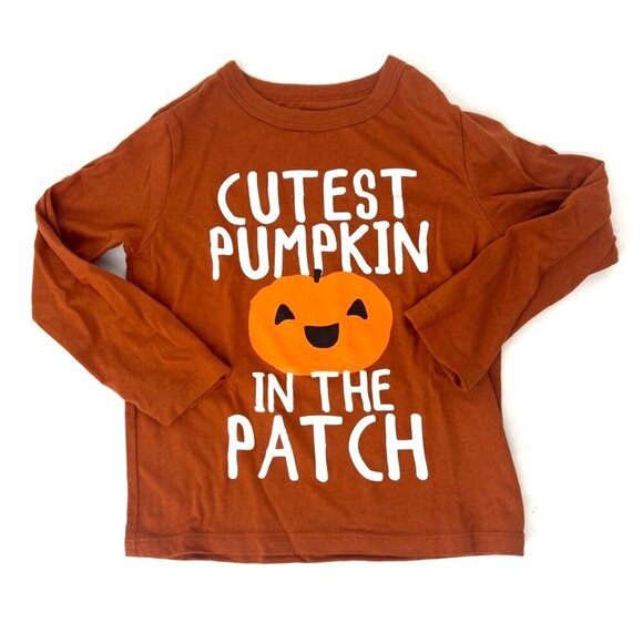 The Childrens Place Toddler Long Sleeve Pumpkin Graphic Tee Size 3T Halloween - Picture 1 of 3
